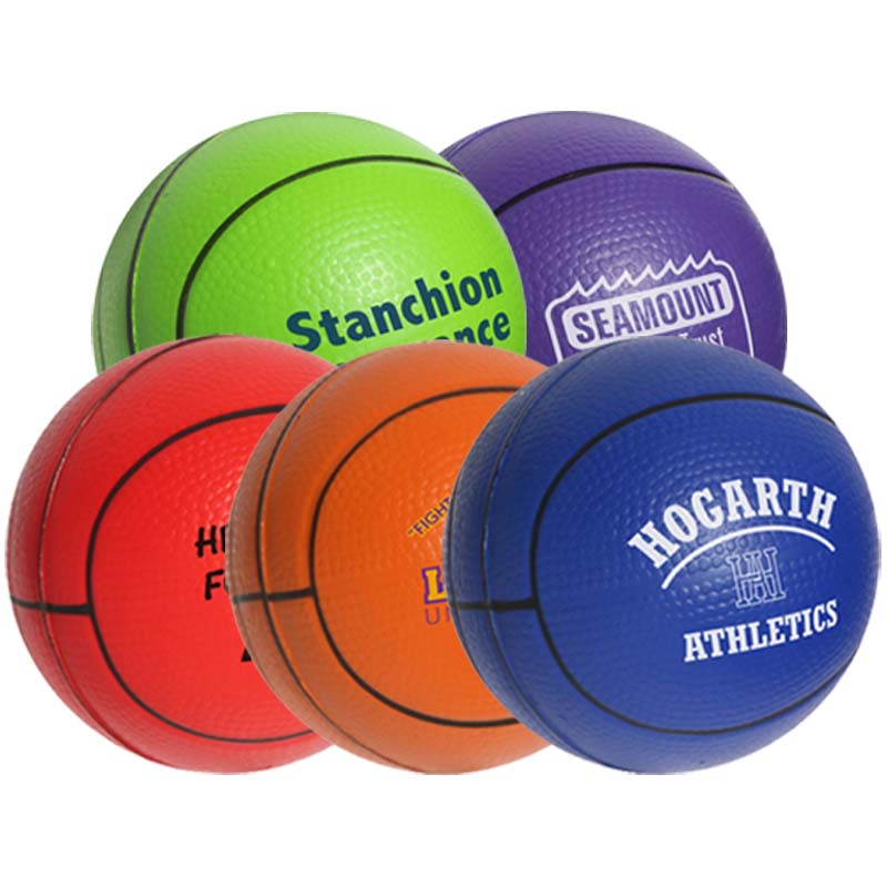 What material is the mini basketball stress reliever made from?