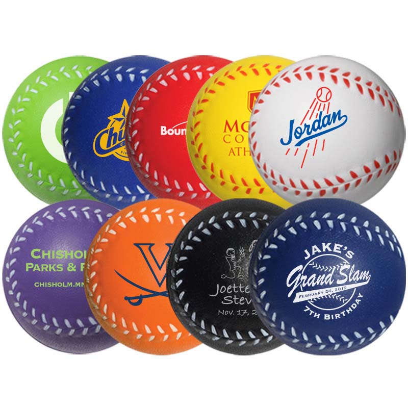 What color options are available for the mini baseball stress balls?